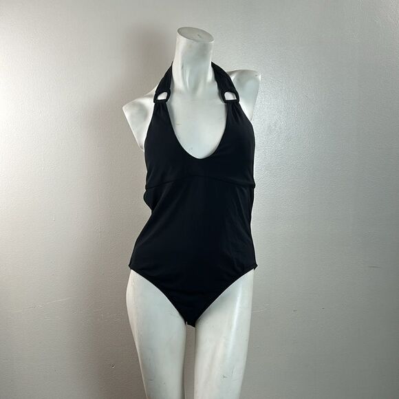 Robin Piccone Women's Kate Scoop Neck One Piece Swimsuit black slimming size 14 - Picture 6 of 7